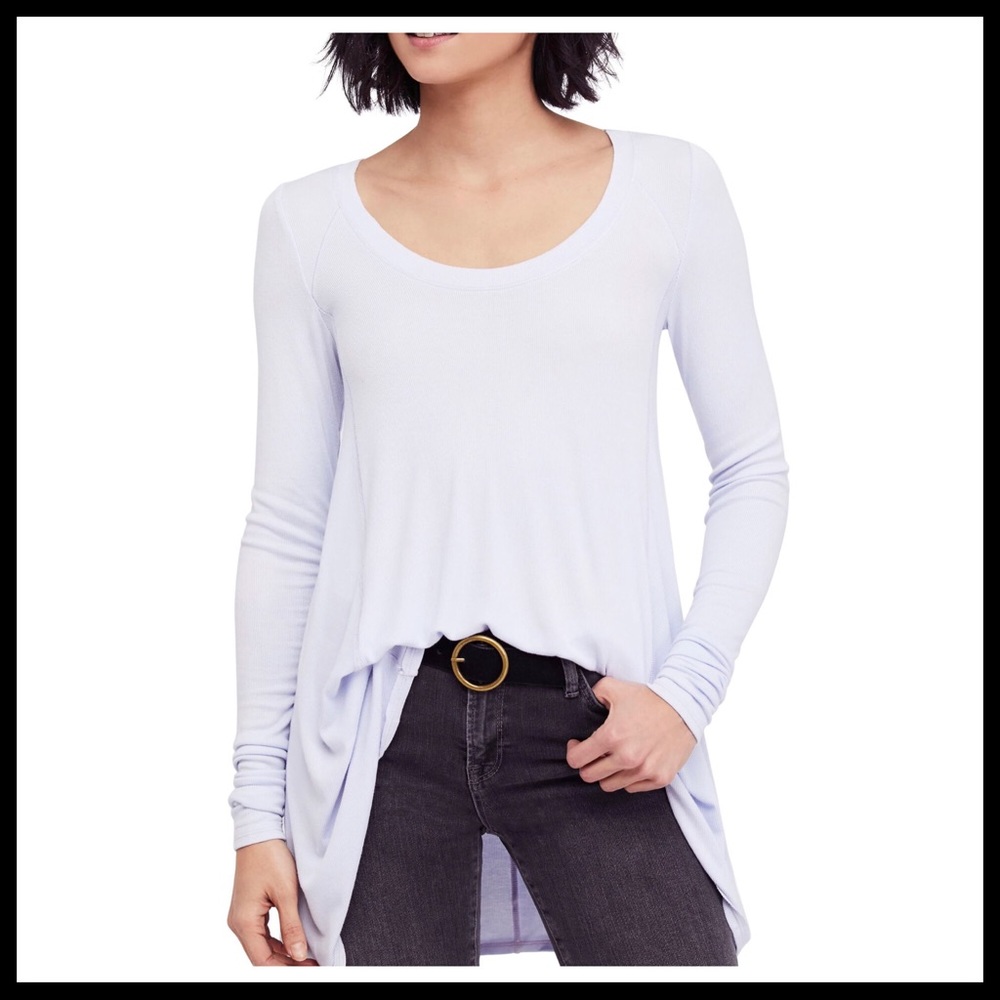 FREE PEOPLE BOHO TOP HI-LO FLOWY LONG SLEEVES KNIT TUNIC TEE A2C - Picture 3 of 16